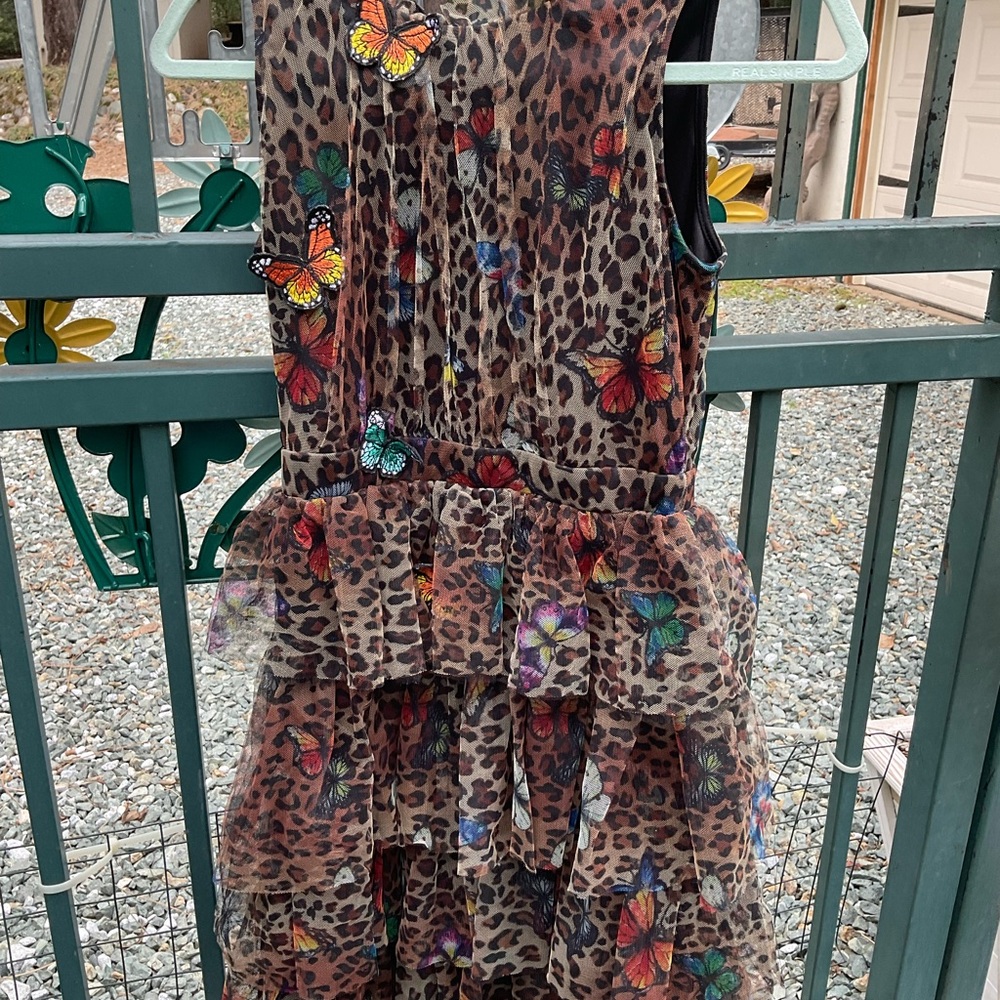 C-Leopard Print Mini Dress with Butterfly Accents BY HANA BANANA-VINTAGE